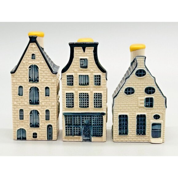 KLM Blue Delft Porcelain Houses BOLS Amsterdam 23/39/54 Sealed Empty Lot of 3 - Picture 1 of 7